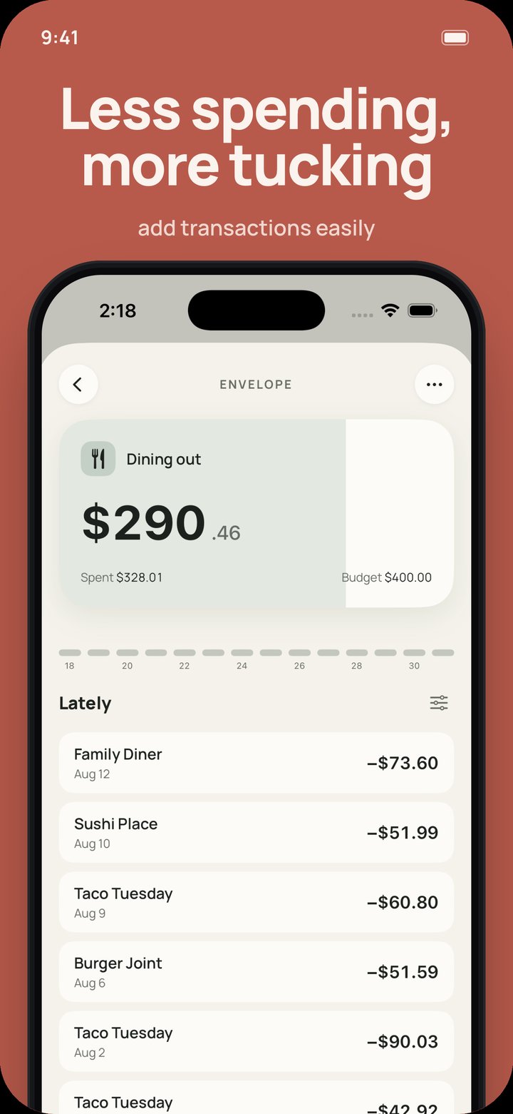 Adding transactions in Tuck — &lsquo;Less spending, more tucking&rsquo;